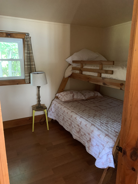 This is Cottage #1's second bedroom with sturdy bunk beds.